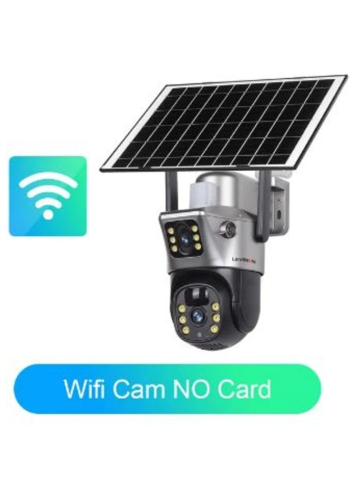 LS VISION Solar Camera Dual Lens WiFi 8MP 4K IP Camara Solar Panel CCTV Security Built in Battery PIR Cam V380