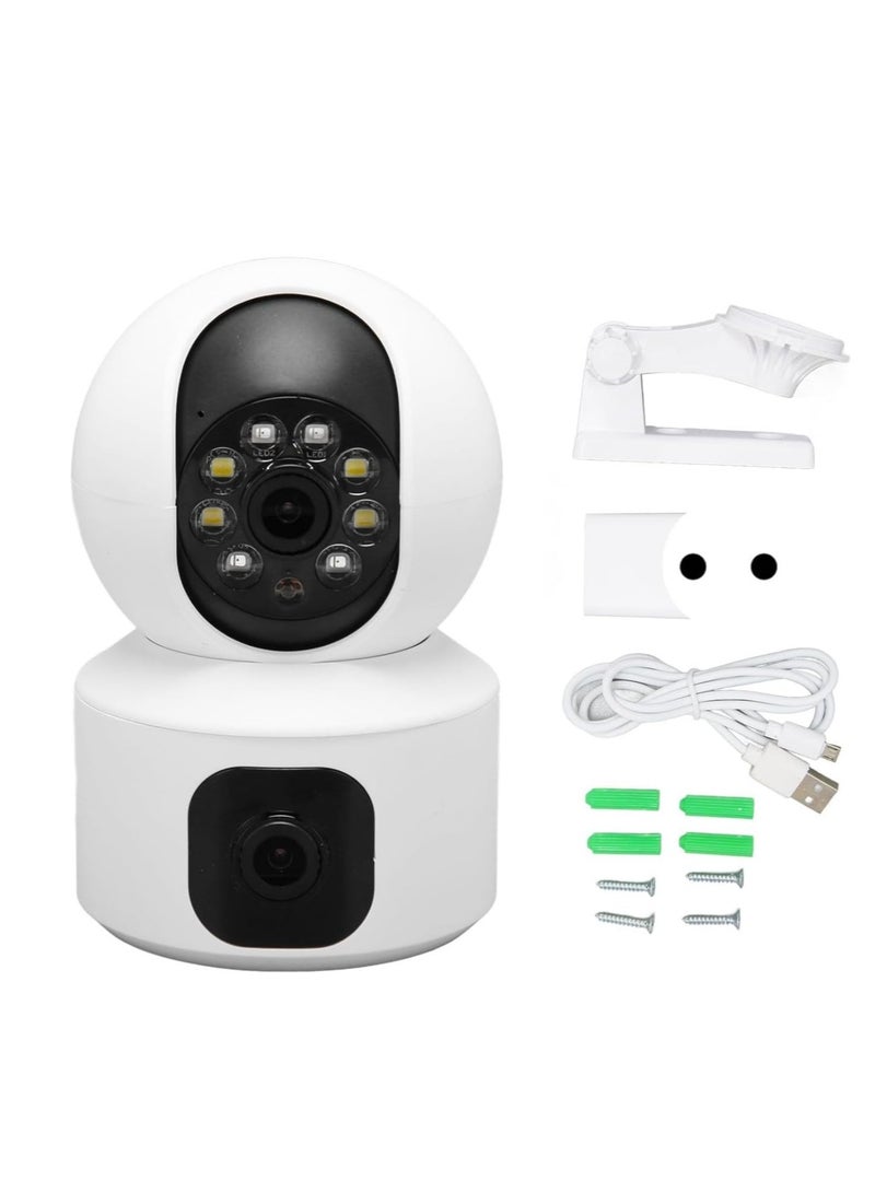 WiFi Security Camera, Storage Card Storage Dual Lens Indoor Surveillance Camera Motion Detection 100‑240V for Pet for Home