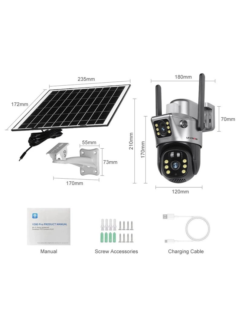 LS VISION Solar Camera 4G Sim Outdoor Dual Lens 8MP 4K IP Camara Solar Panel CCTV Security Built in Battery PIR Cam V380