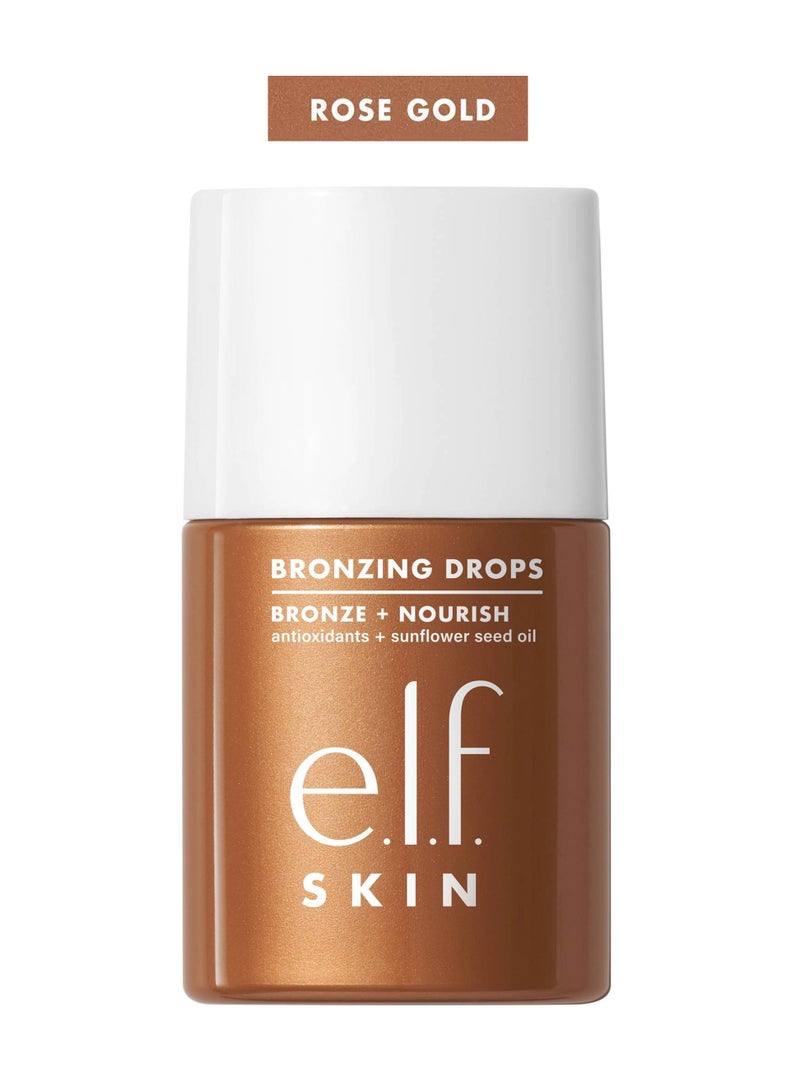 Bronzing Drops, Liquid Bronzer For Face & Skin, Creates A Sun-Glow, Infused With Vitamin E (Rose Gold)