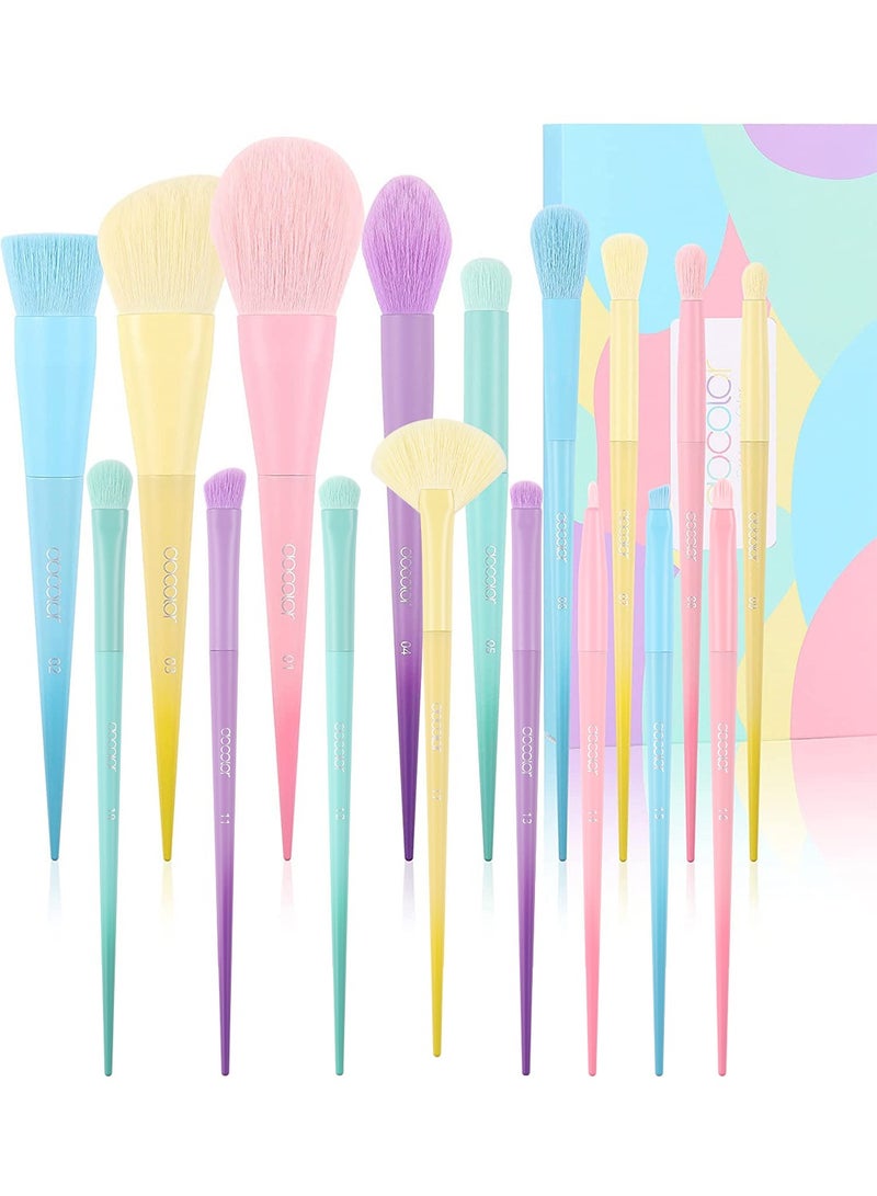 Makeup Brushes 17 Pcs Colourful Makeup Brush Set Premium Gift Synthetic Kabuki Foundation Blending Face Powder Blush Concealers Eyeshadow Rainbow Make Up Brush Set - Dream of Color