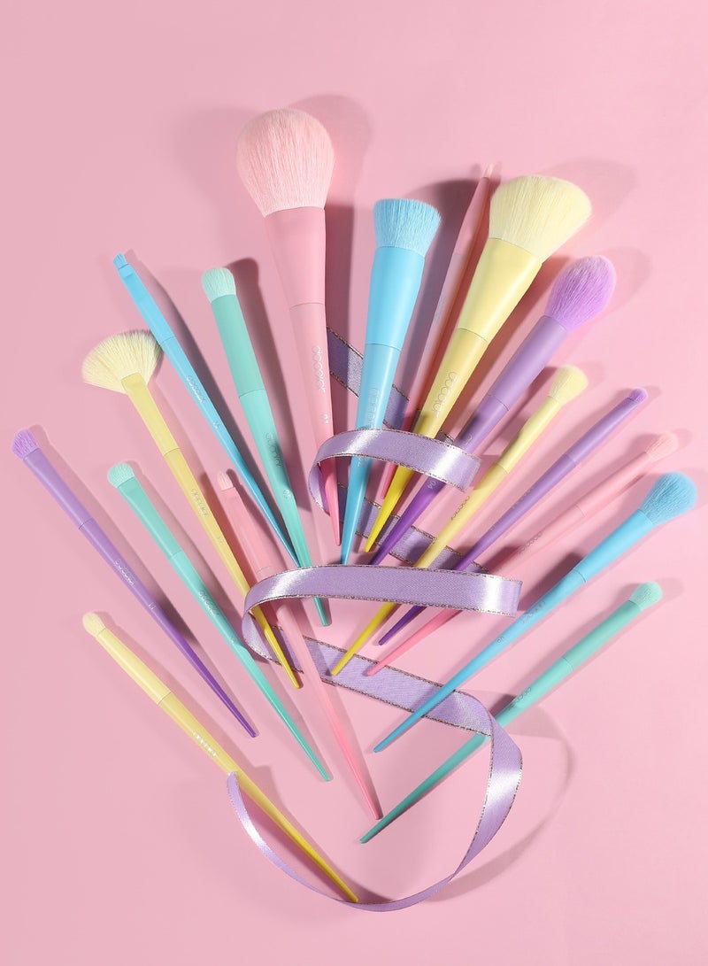 Makeup Brushes 17 Pcs Colourful Makeup Brush Set Premium Gift Synthetic Kabuki Foundation Blending Face Powder Blush Concealers Eyeshadow Rainbow Make Up Brush Set - Dream of Color