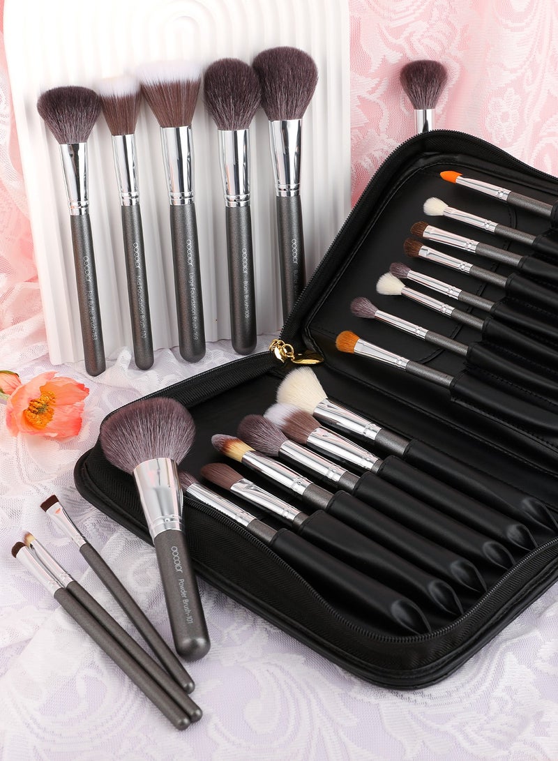 Professional Makeup Brush Set 29Pcs Makeup Brushes Premium Goat Synthetic Fiber Foundation Face Powder Blush Concealer Eyeshadows Make Up Brushes with PU Leather Case