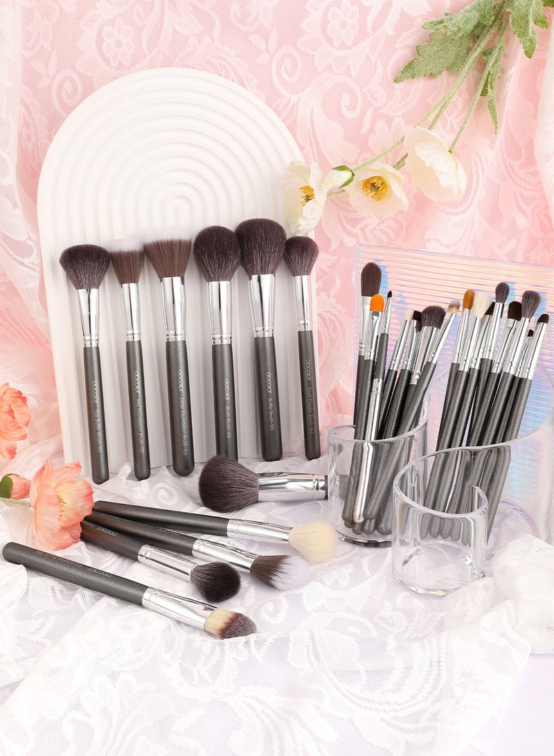 Professional Makeup Brush Set 29Pcs Makeup Brushes Premium Goat Synthetic Fiber Foundation Face Powder Blush Concealer Eyeshadows Make Up Brushes with PU Leather Case