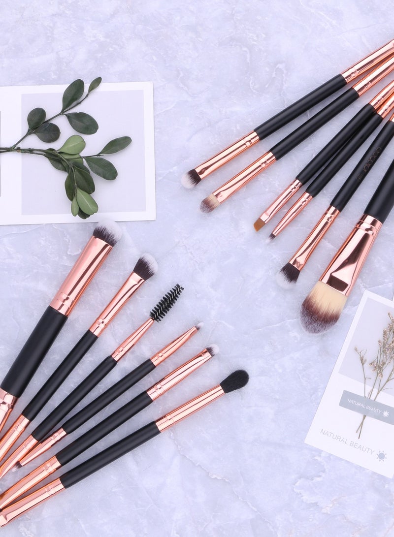 Double Sided Makeup Brushes, 6Pcs Double Ended Eyeshadow Brush Set Professional Eye Makeup Brushes Set Foundation Eyeshadow Blending Eyebrow Travel Make Up Brushes Kits