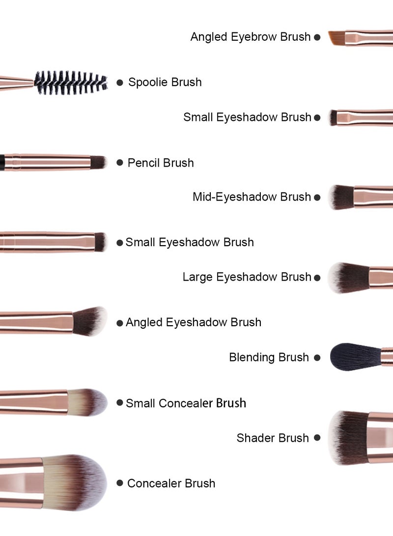 Double Sided Makeup Brushes, 6Pcs Double Ended Eyeshadow Brush Set Professional Eye Makeup Brushes Set Foundation Eyeshadow Blending Eyebrow Travel Make Up Brushes Kits