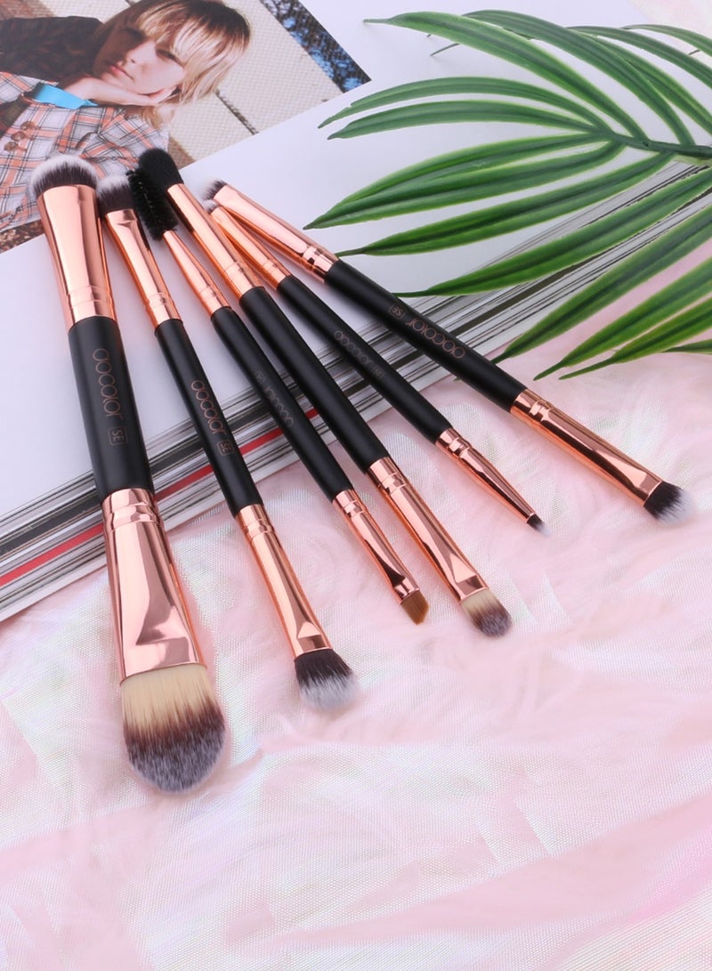 Double Sided Makeup Brushes, 6Pcs Double Ended Eyeshadow Brush Set Professional Eye Makeup Brushes Set Foundation Eyeshadow Blending Eyebrow Travel Make Up Brushes Kits