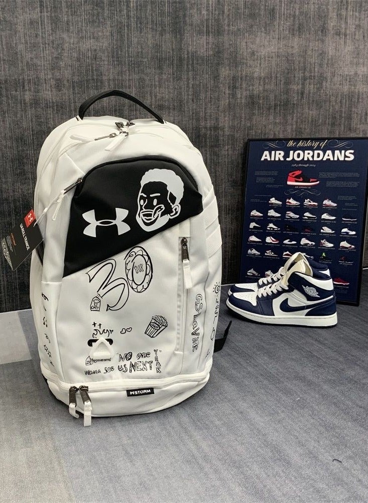 【School Season】Sports style classic schoolbag Graffiti schoolbag same style schoolbag with independent shoe compartment basketball schoolbag sports schoolbag