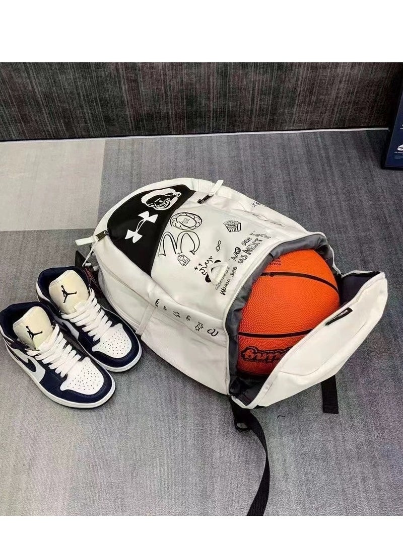 【School Season】Sports style classic schoolbag Graffiti schoolbag same style schoolbag with independent shoe compartment basketball schoolbag sports schoolbag