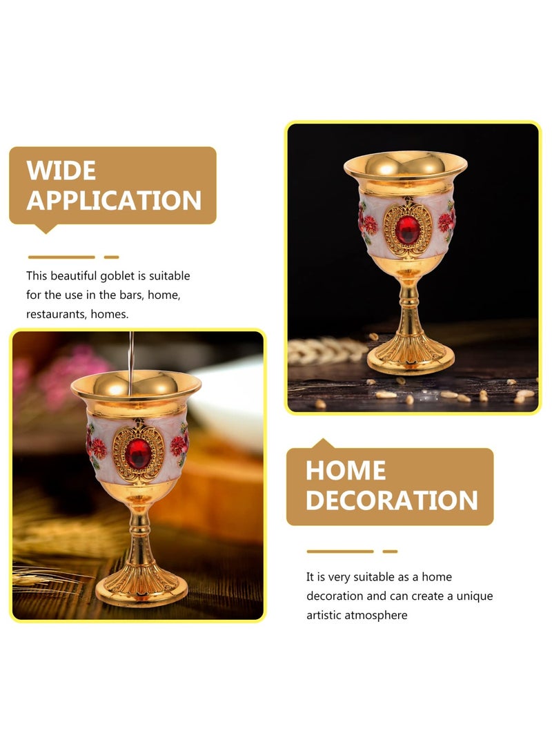 2Pcs Mini Golden Goblet Retro European Style Gold Goblet Copper Goblet Engraved with Flower Pattern Vintage Egyptian Shot Glass for Wine Liqueur and Cocktails for Home and Wedding Party