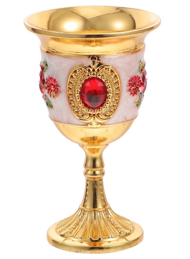 2Pcs Mini Golden Goblet Retro European Style Gold Goblet Copper Goblet Engraved with Flower Pattern Vintage Egyptian Shot Glass for Wine Liqueur and Cocktails for Home and Wedding Party