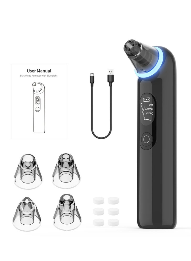 Head Remover Tools Blackhead Pore Vacuum: Electric Facial Pore Cleaner 3 Suction Levels, Rechargeable Acne Pimple Comedone Extractor Skin Care for Face Nose (Black)