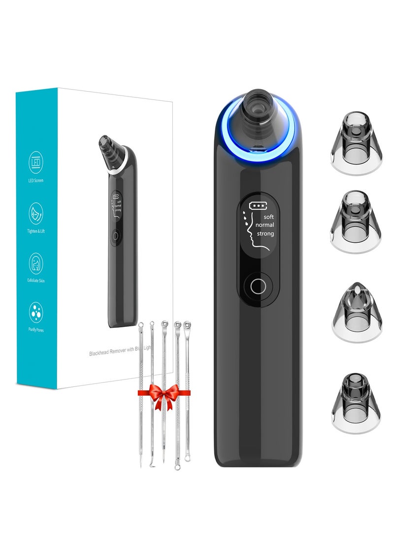 Head Remover Tools Blackhead Pore Vacuum: Electric Facial Pore Cleaner 3 Suction Levels, Rechargeable Acne Pimple Comedone Extractor Skin Care for Face Nose (Black)