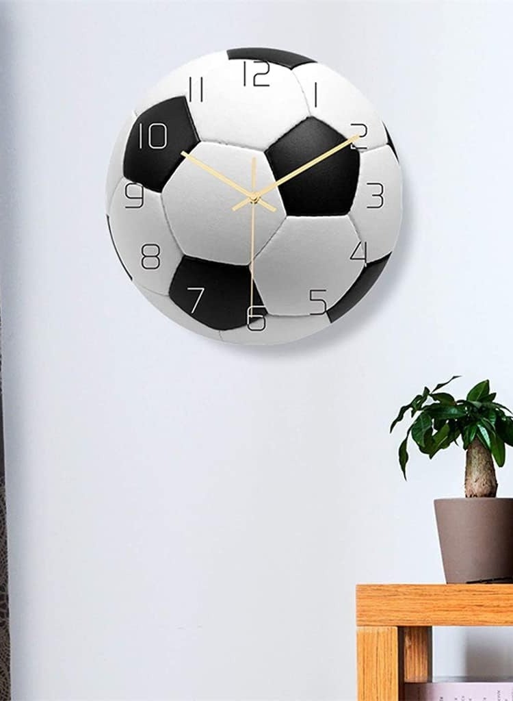 Sports Wall Clock Soccer Mute Wall Clock Decorative Silent Clock for Living Room Bedroom Kids Room