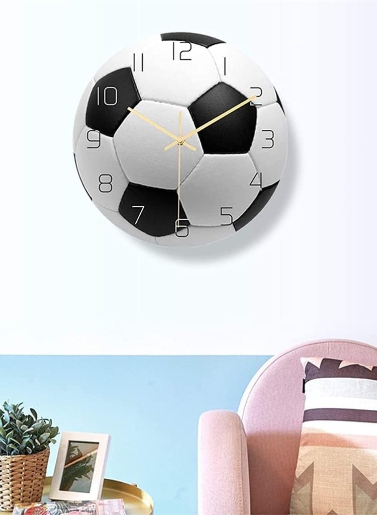 Sports Wall Clock Soccer Mute Wall Clock Decorative Silent Clock for Living Room Bedroom Kids Room