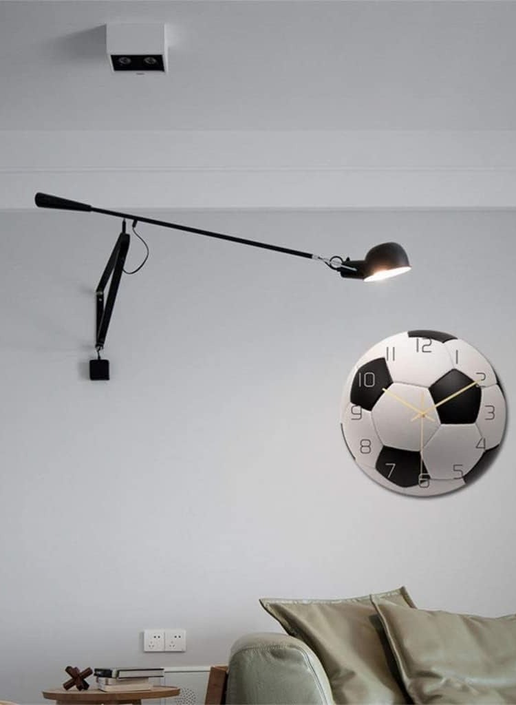 Sports Wall Clock Soccer Mute Wall Clock Decorative Silent Clock for Living Room Bedroom Kids Room