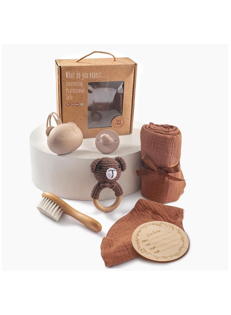 Baby Gift Set for Newborn New Baby Gift Set - Newborn Baby Essentials Baby Bath Set with Baby Blanket Baby Rattle - New Born Baby Girls Gift & Baby Boy Gifts for Baby Shower