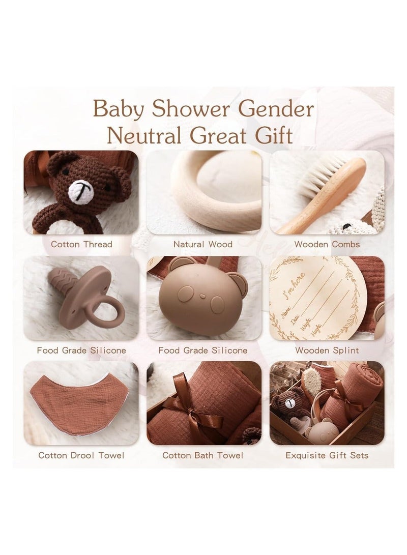 Baby Gift Set for Newborn New Baby Gift Set - Newborn Baby Essentials Baby Bath Set with Baby Blanket Baby Rattle - New Born Baby Girls Gift & Baby Boy Gifts for Baby Shower