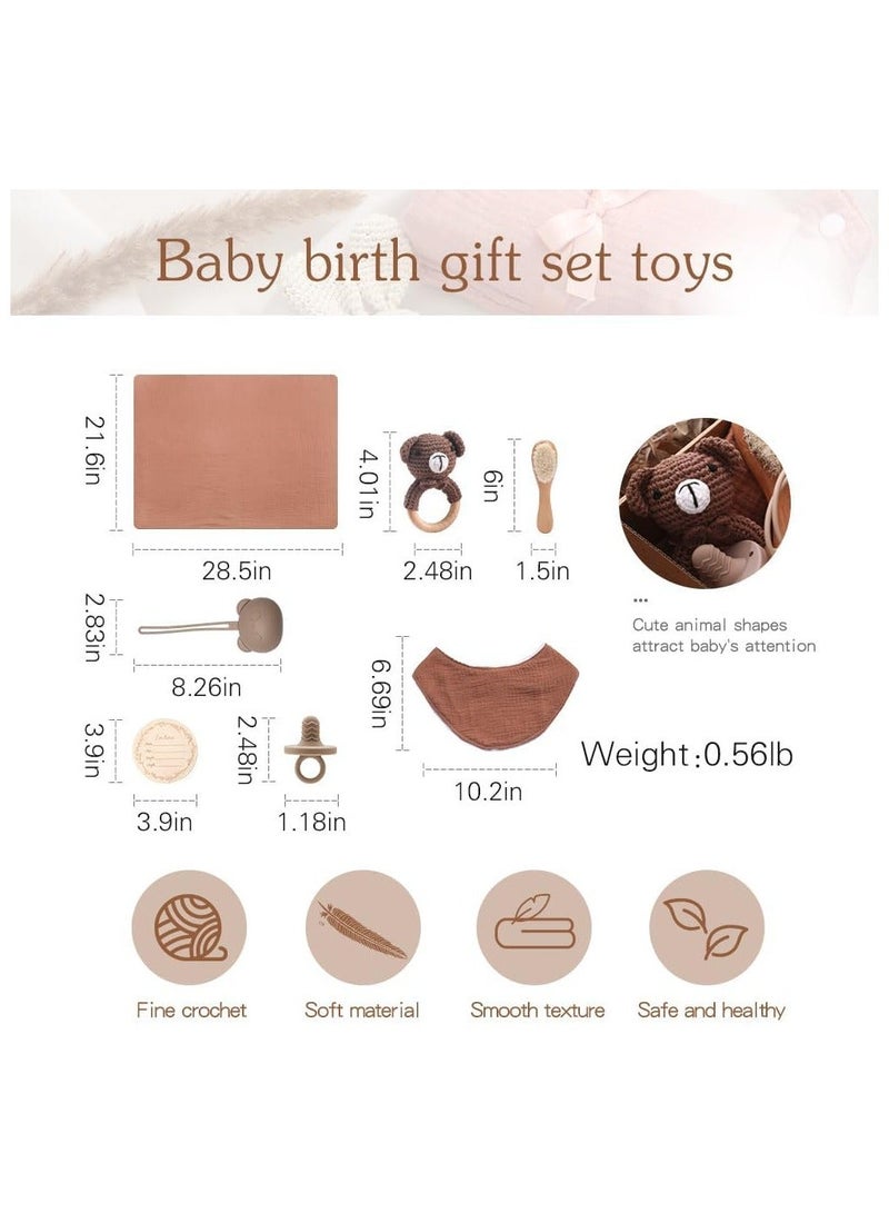 Baby Gift Set for Newborn New Baby Gift Set - Newborn Baby Essentials Baby Bath Set with Baby Blanket Baby Rattle - New Born Baby Girls Gift & Baby Boy Gifts for Baby Shower