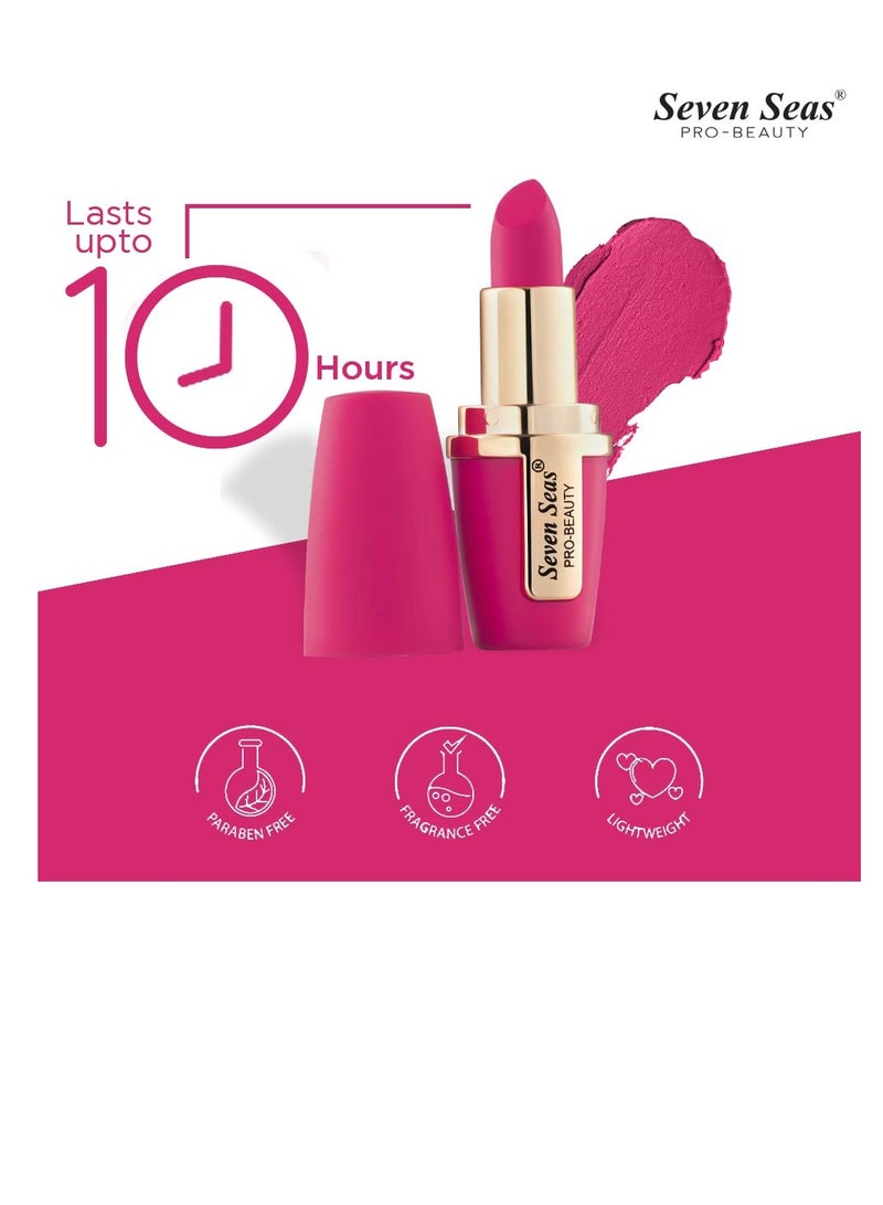Seven Seas Lip Comfort Velvet Finish Matte Lipstick Long Lasting Smooth Application fsun proTransferproof and Smudge Proof  Highly Pigemented Lipstick for Women Crown