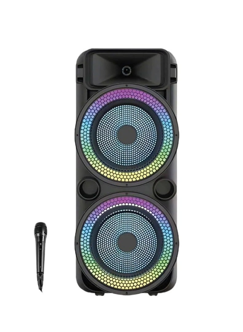 HI-FI Speaker 8INCH two Speaker RGB colorful atmosphere lights  With Mic BT