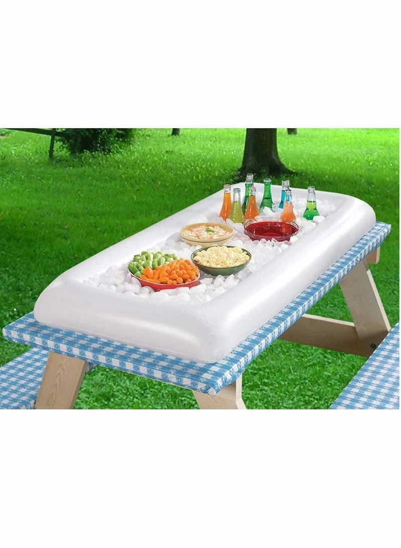 Inflatable Serving Bar 3 Pack Ice Buffet Salad Cooler Food Drink Containers with Drain Plug BBQ Picnic Pool Party Supplies