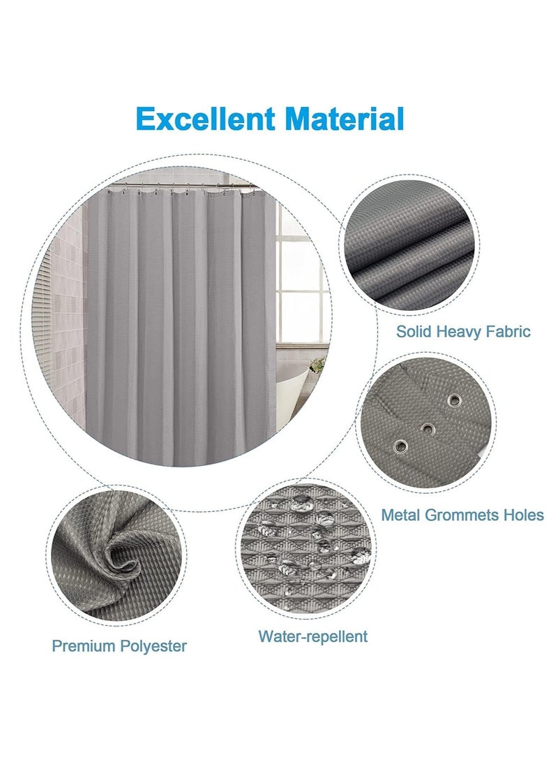 Premium Shower Curtain Thick Fabric Waffle Weave Design 5-Star Hotel Quality, Waterproof Mildew-proof No Smell Washable with 12 Hooks for Bathroom (Black, 180 x 180cm)