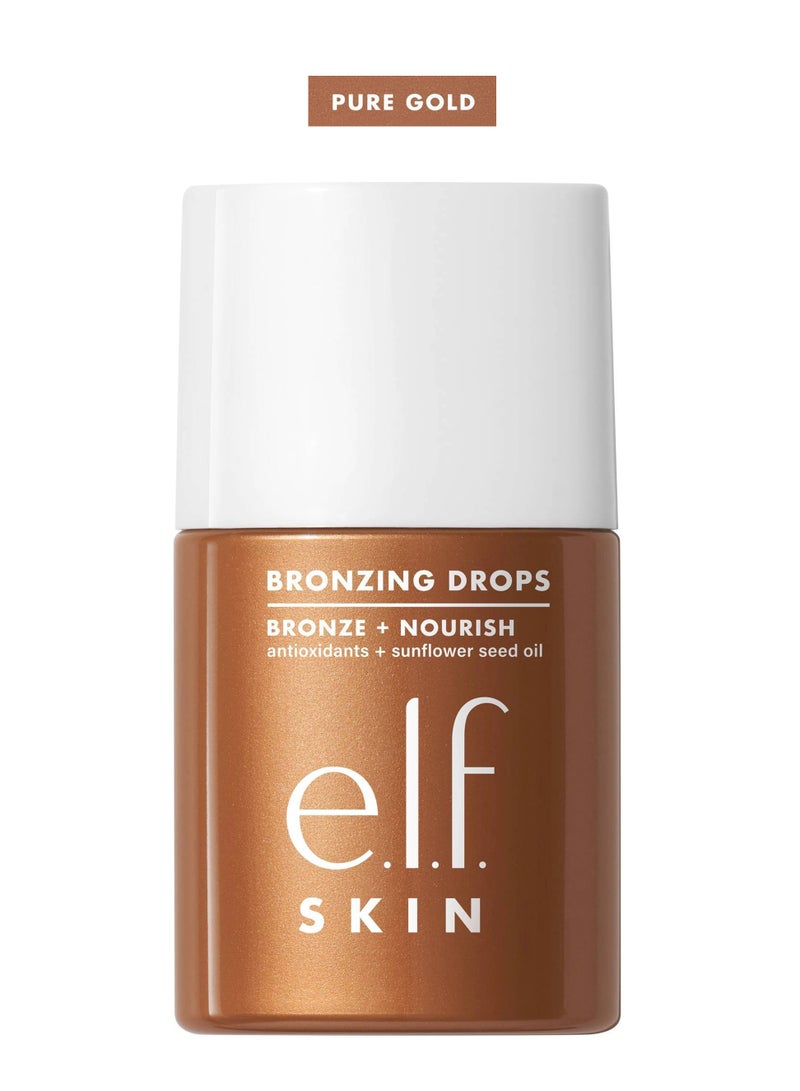 Bronzing Drops, Liquid Bronzer For Face & Skin, Creates A Sun-Glow, Infused With Vitamin E (Pure Gold)