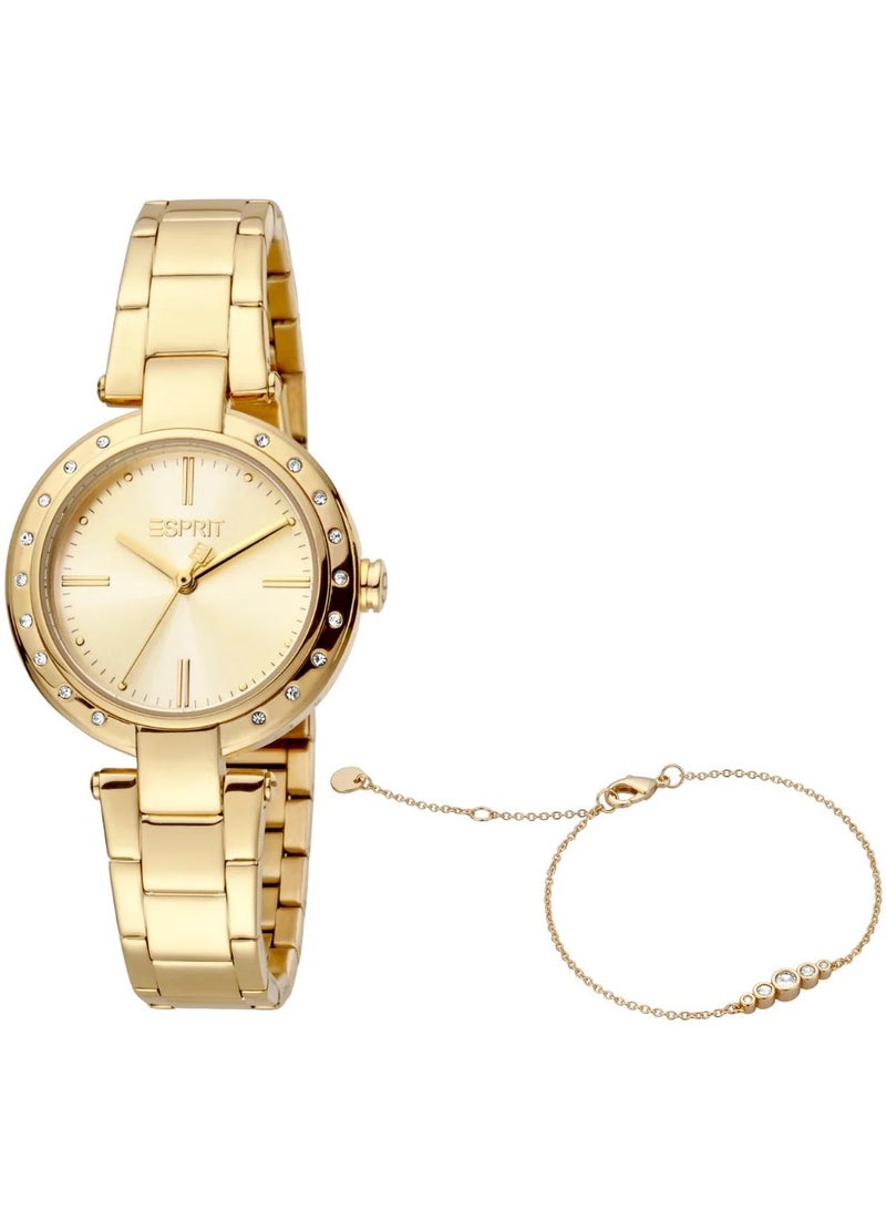 Esprit Stainless Steel Analog Women's Bracelet Watch With Stainless Steel Gold ES1L230M0055