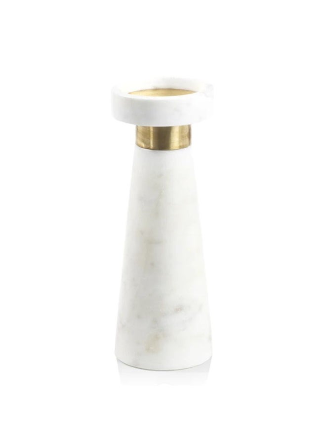 Elegance Candle Holder White/Gold 10x10x27Cm