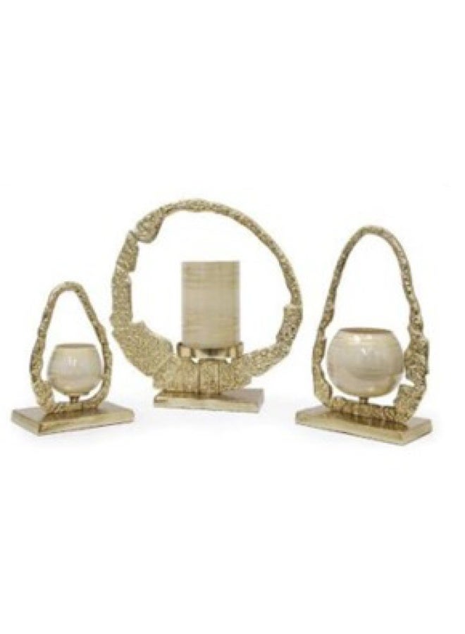 Serengeti Metal Candle Holder Gold 18.5x11.5x30Cm