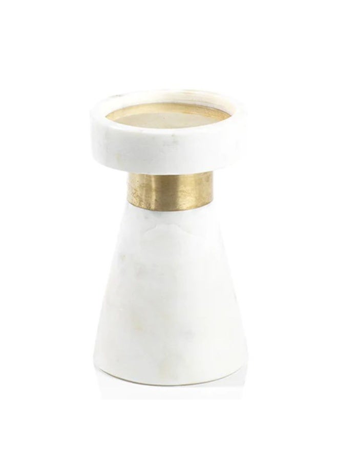 Elegance Candle Holder White/Gold 10x10x16.5Cm