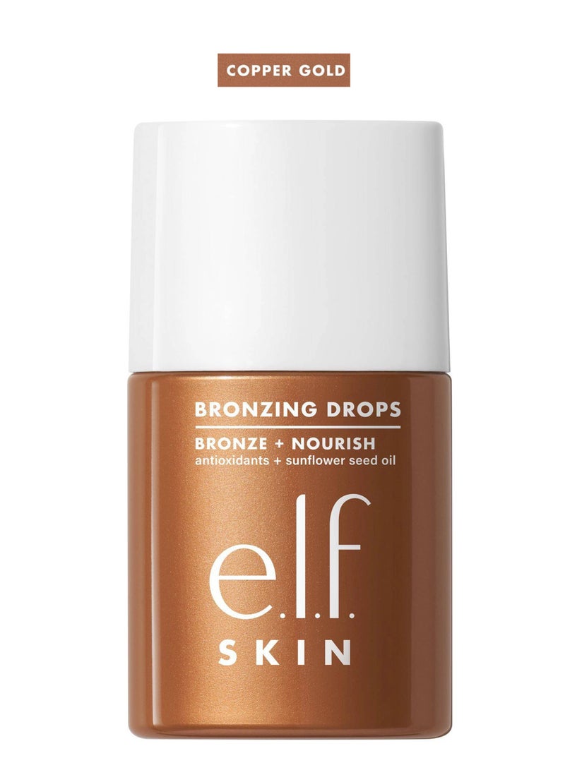 Bronzing Drops, Liquid Bronzer For Face & Skin, Creates A Sun-Glow, Infused With Vitamin E (Copper Gold)