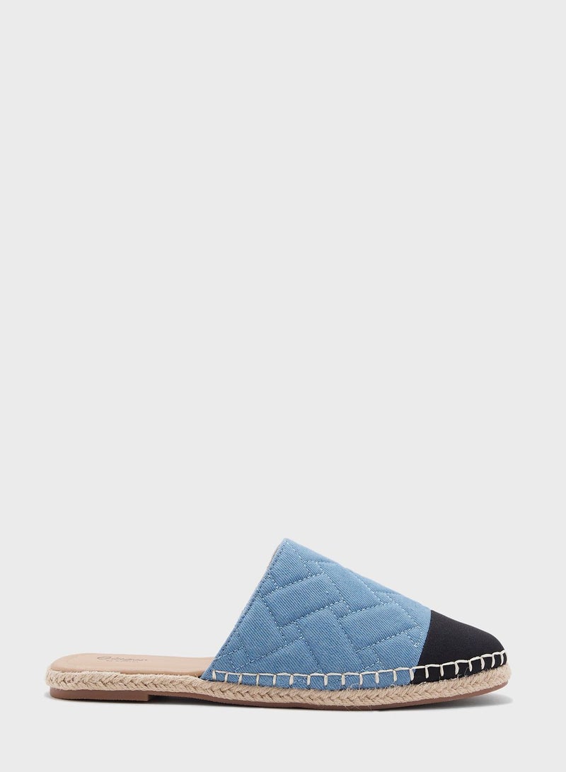 Quilted Toe Cap Slip On Espadrille