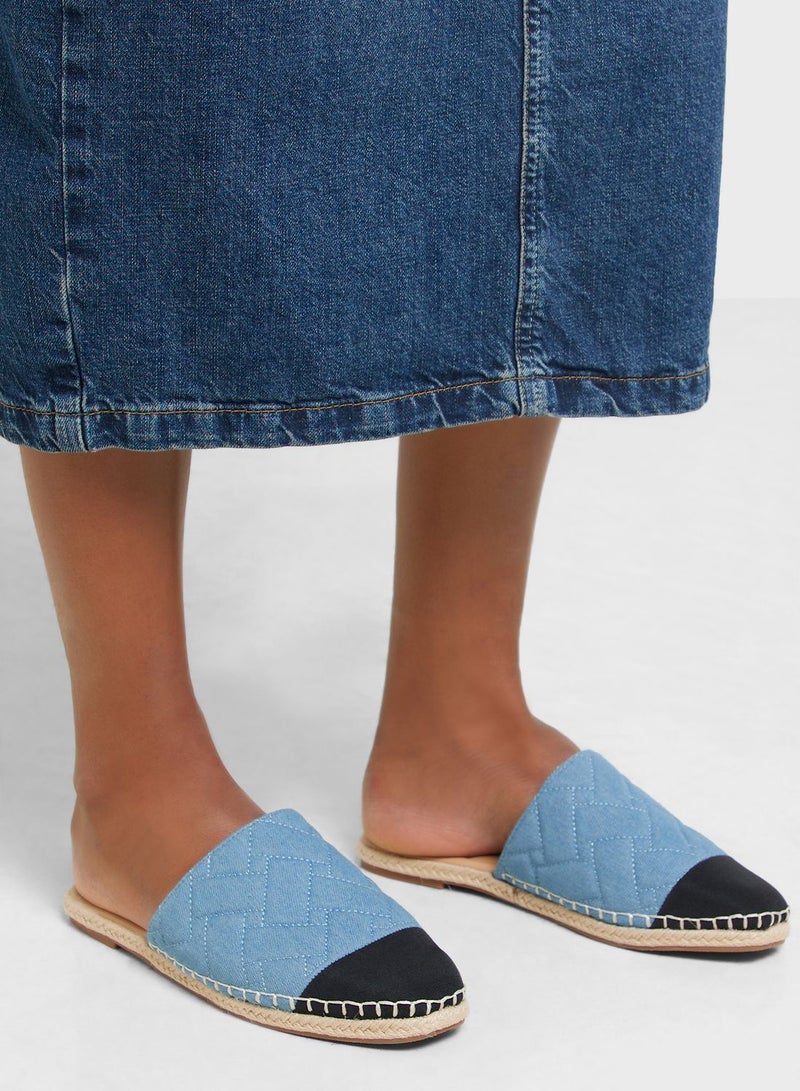 Quilted Toe Cap Slip On Espadrille