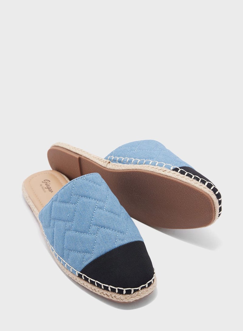 Quilted Toe Cap Slip On Espadrille