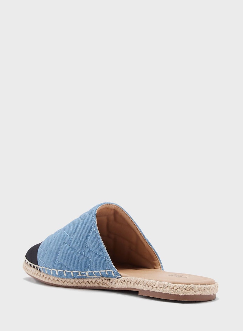 Quilted Toe Cap Slip On Espadrille