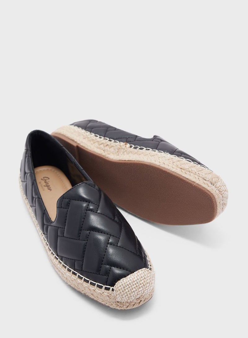 Woven Effect Quilted  Espadrille