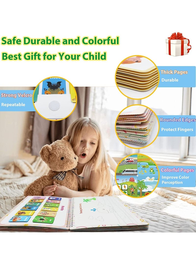 Busy Book for Toddlers Preschool Learning Activities, 32 Themes Montessori Binder Early Educational Drawing Toys Book, Autism Learning Materials and Tracing Coloring Busy Board for Boys & Girls