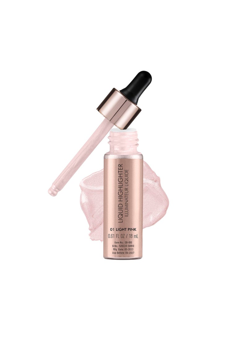 Swiss Beauty Drop and Glow Liquid Highlighter For Face Makeup Illuminating Liquid Highlighter With Dewy Finish Shade Light Pink  18ml