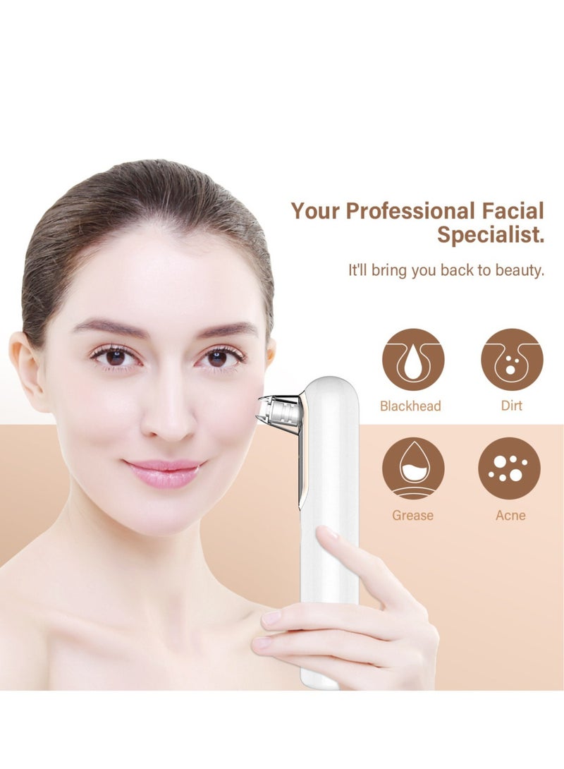 Head Remover Tools Blackhead Pore Vacuum: Electric Facial Pore Cleaner 3 Suction Levels, Rechargeable Acne Pimple Comedone Extractor Skin Care for Face Nose (White)