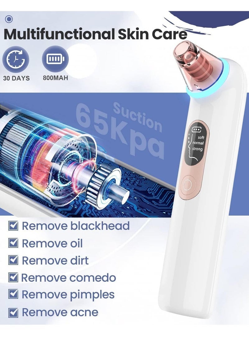 Head Remover Tools Blackhead Pore Vacuum: Electric Facial Pore Cleaner 3 Suction Levels, Rechargeable Acne Pimple Comedone Extractor Skin Care for Face Nose (White)