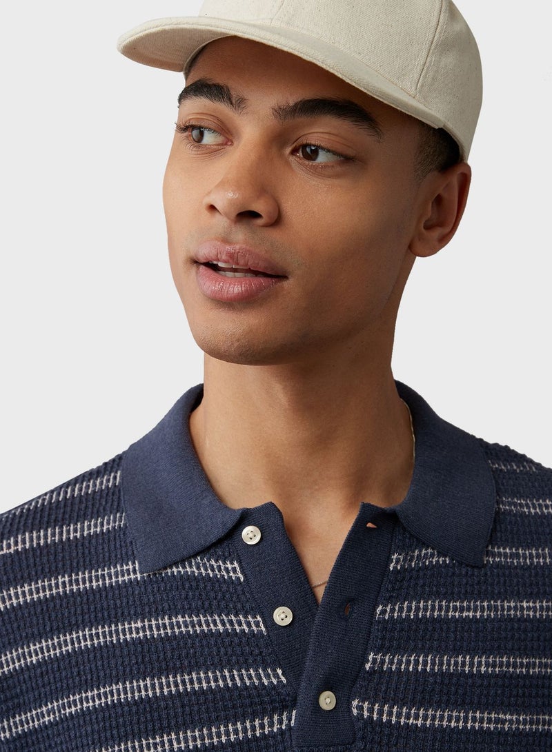 Stripe Detail Collar Polo Shirt