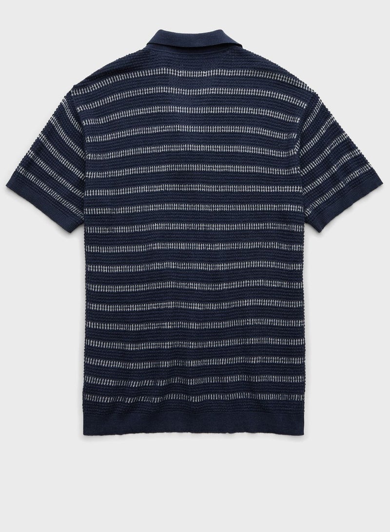 Stripe Detail Collar Polo Shirt