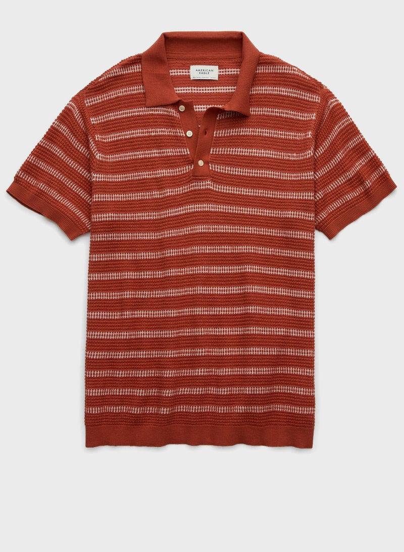 Stripe Detail Collar Polo Shirt