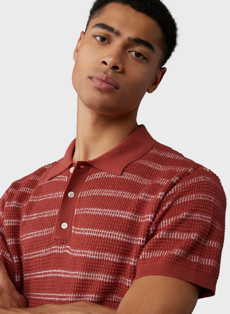 Stripe Detail Collar Polo Shirt