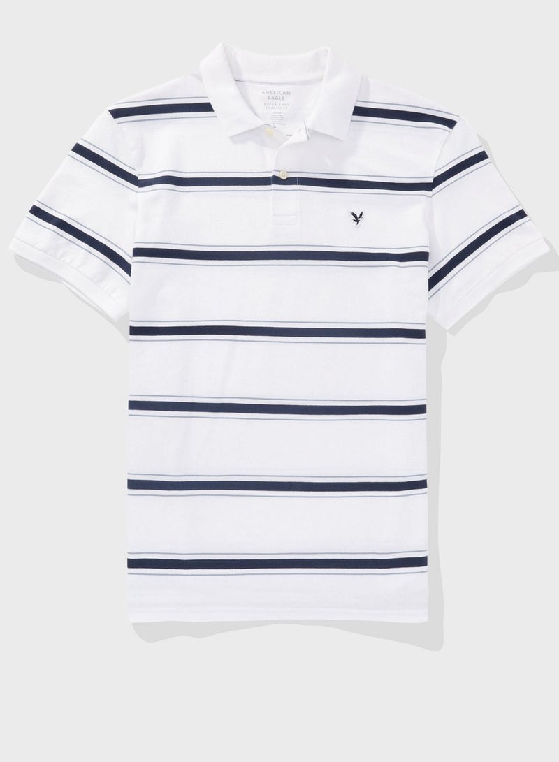 Stripe Detail Collar Polo Shirt