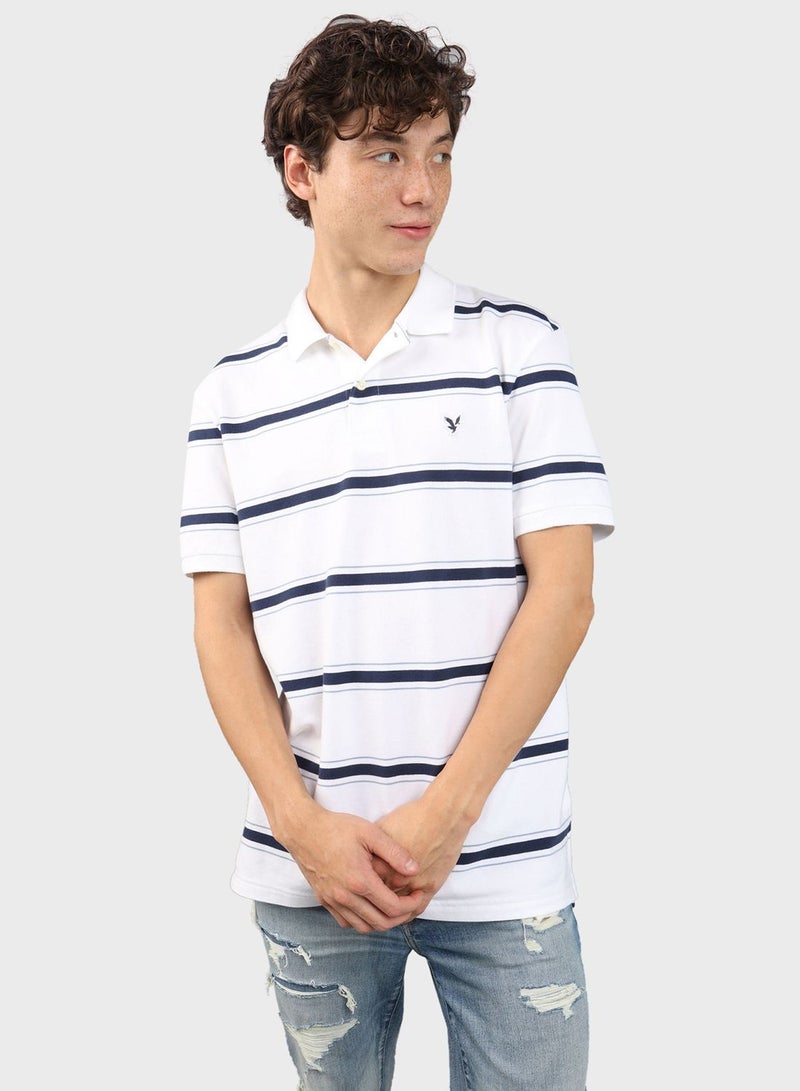 Stripe Detail Collar Polo Shirt