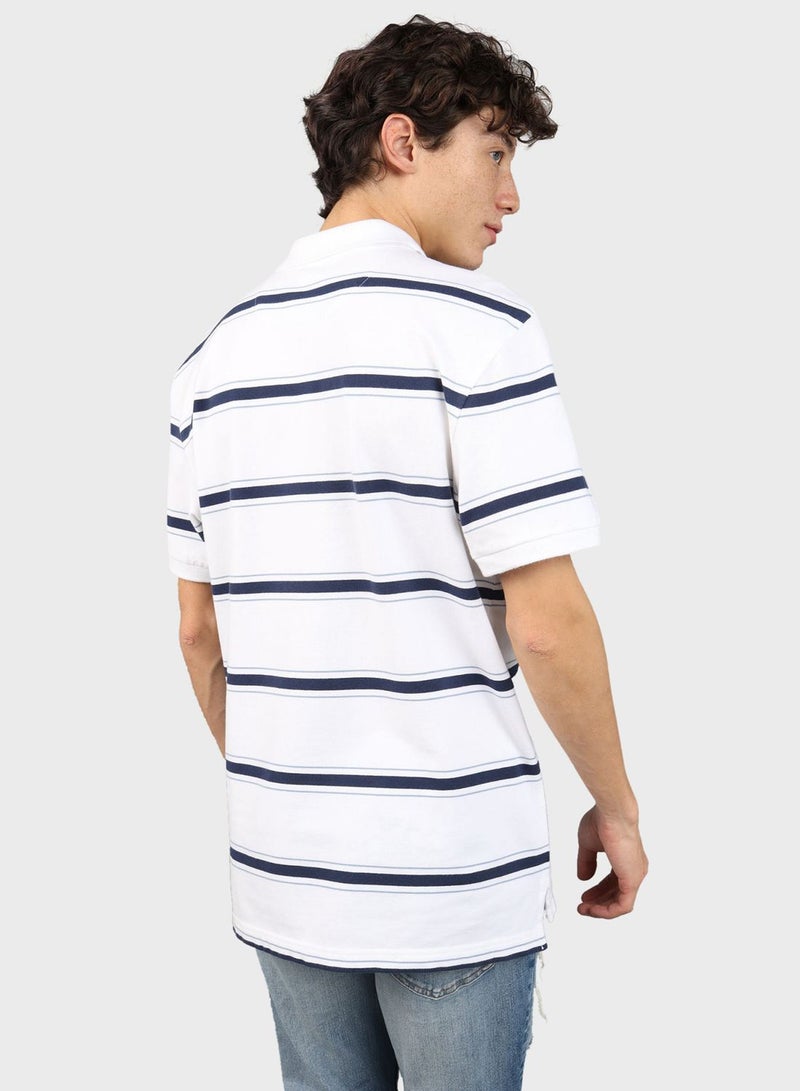 Stripe Detail Collar Polo Shirt