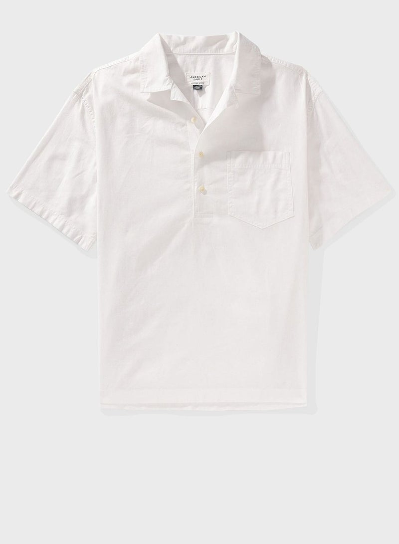 Linen Blend Pullover Shirt